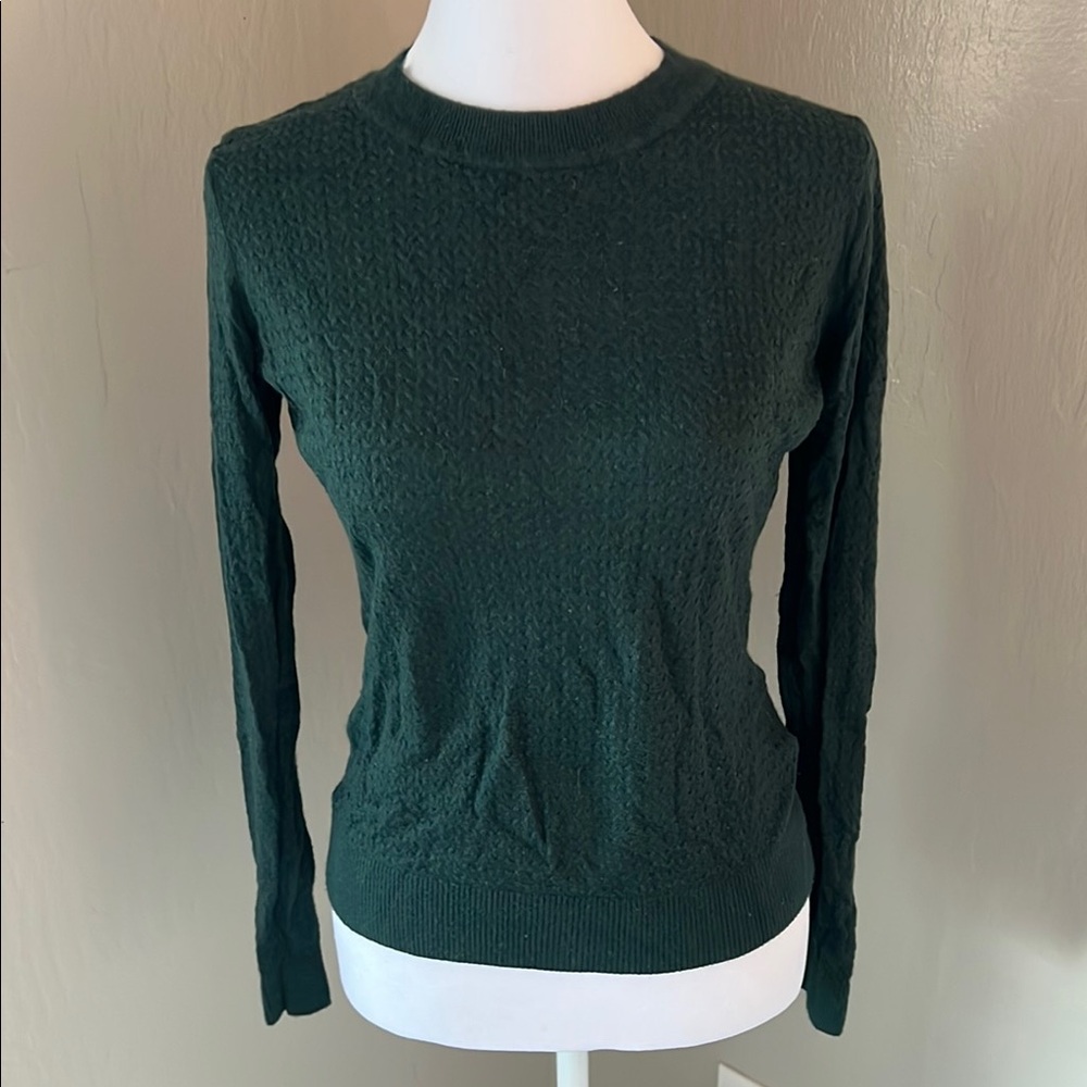 Dark Green Cable Knit Sweater